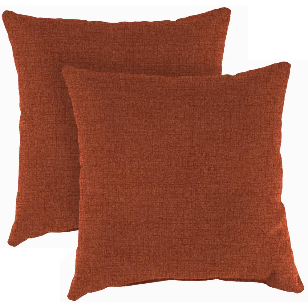 McHusk Brick Red Solid Square Knife Edge Outdoor Throw Pillows (2-Pack). Picture 1
