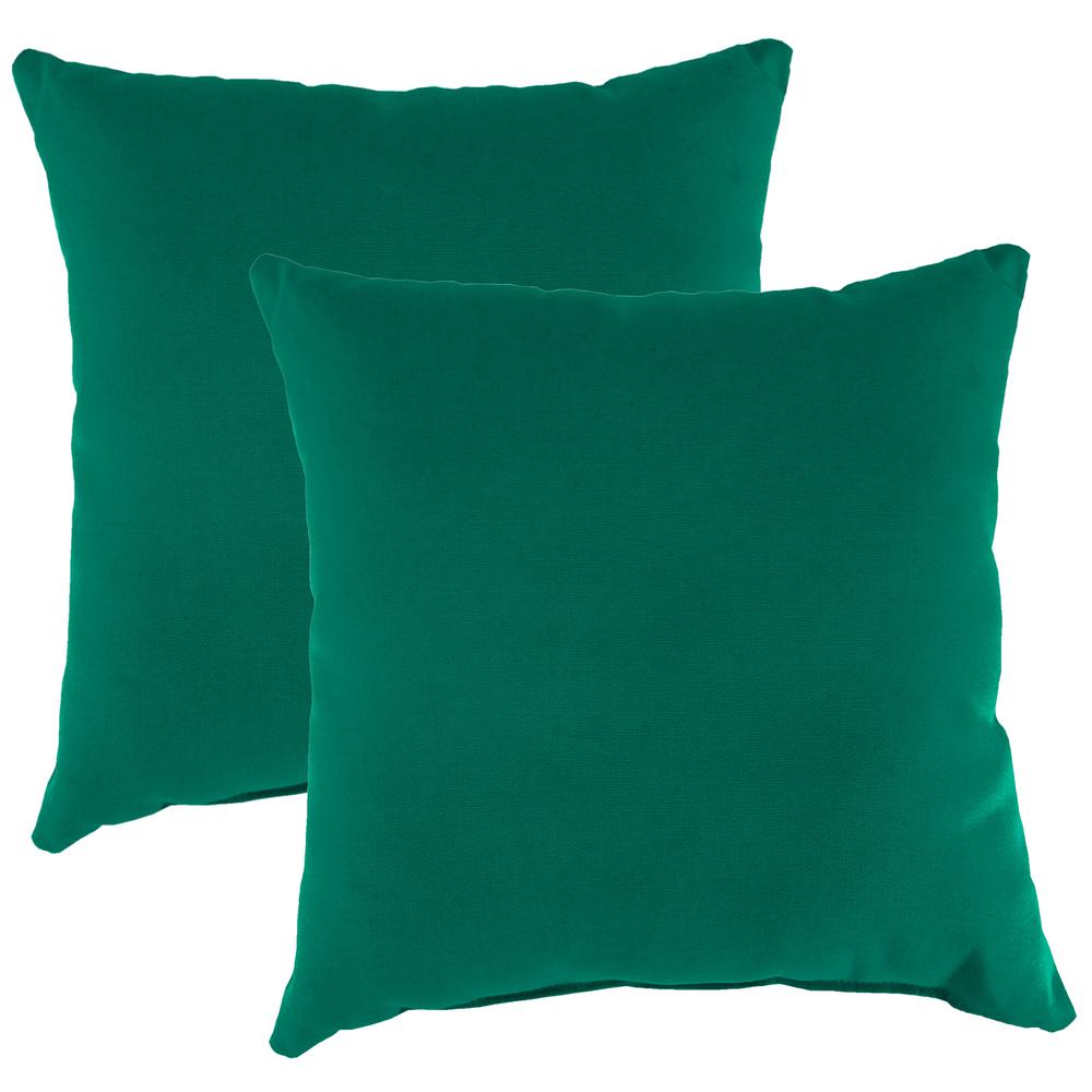 Sunbrella Canvas Teal Solid Square Knife Edge Outdoor Throw Pillows (2-Pack). Picture 1
