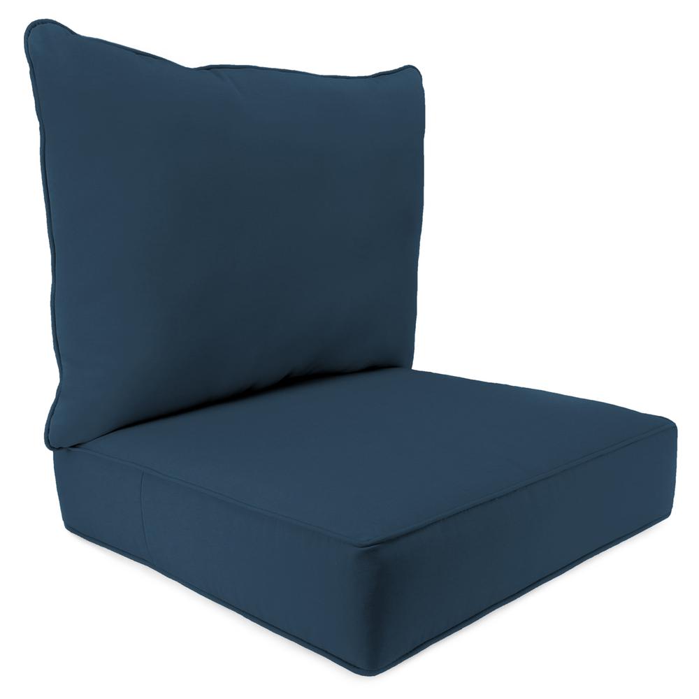 Sunbrella Spectrum Indigo Navy Outdoor Chair Seat and Back Cushion Set with Welt. Picture 1