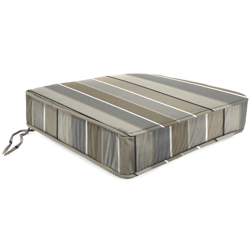 Milano Charcoal Multi Stripe Boxed Edge Outdoor Deep Seat Cushion and Welt. Picture 1