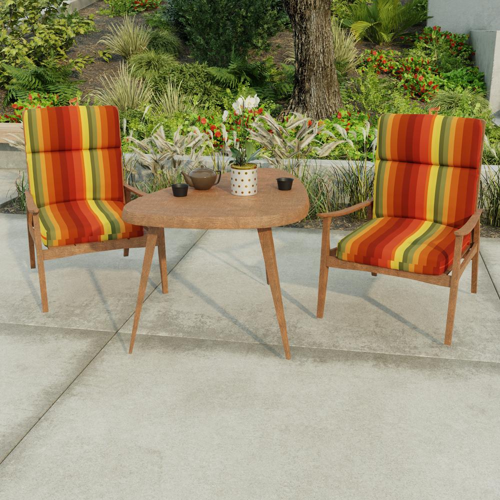 Islip Cayenne Maroon Stripe French Edge Outdoor Chair Cushion with Ties. Picture 3