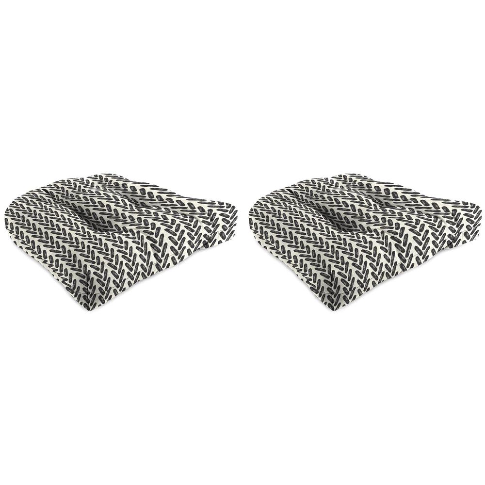 Hatch Black Chevron Tufted Outdoor Seat Cushion (2-Pack). Picture 1