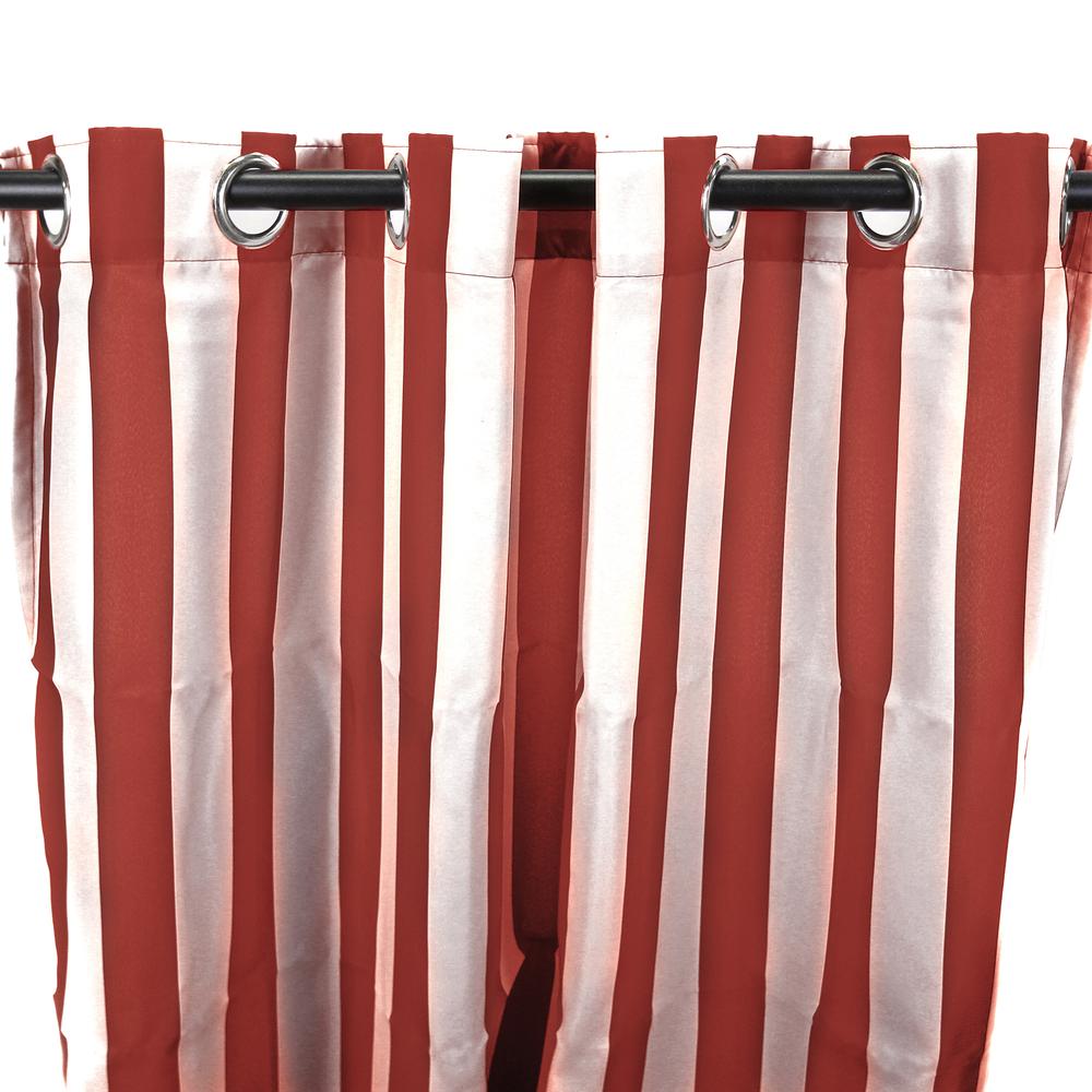 Pompeii Red Stripe Grommet Semi-Sheer Outdoor Curtain Panel (2-Pack). Picture 1