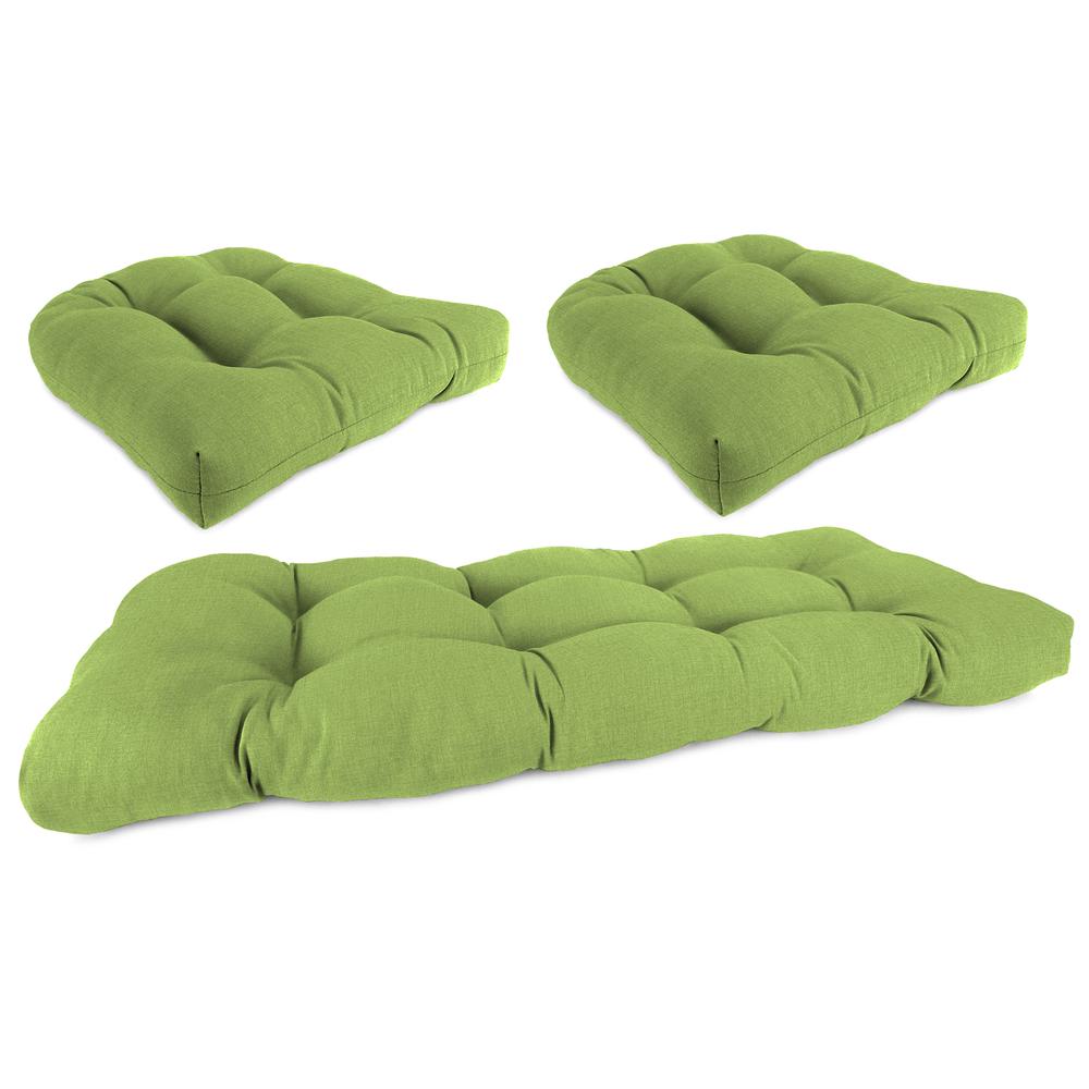 3-Piece McHusk Leaf Green Solid Tufted Outdoor Cushion Set. Picture 1