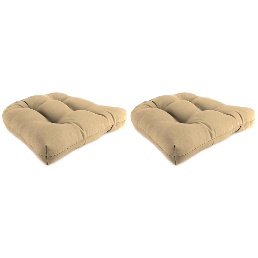 Antique Beige Tufted Outdoor Seat Cushion with Rounded Back Corners (2-Pack). Picture 1