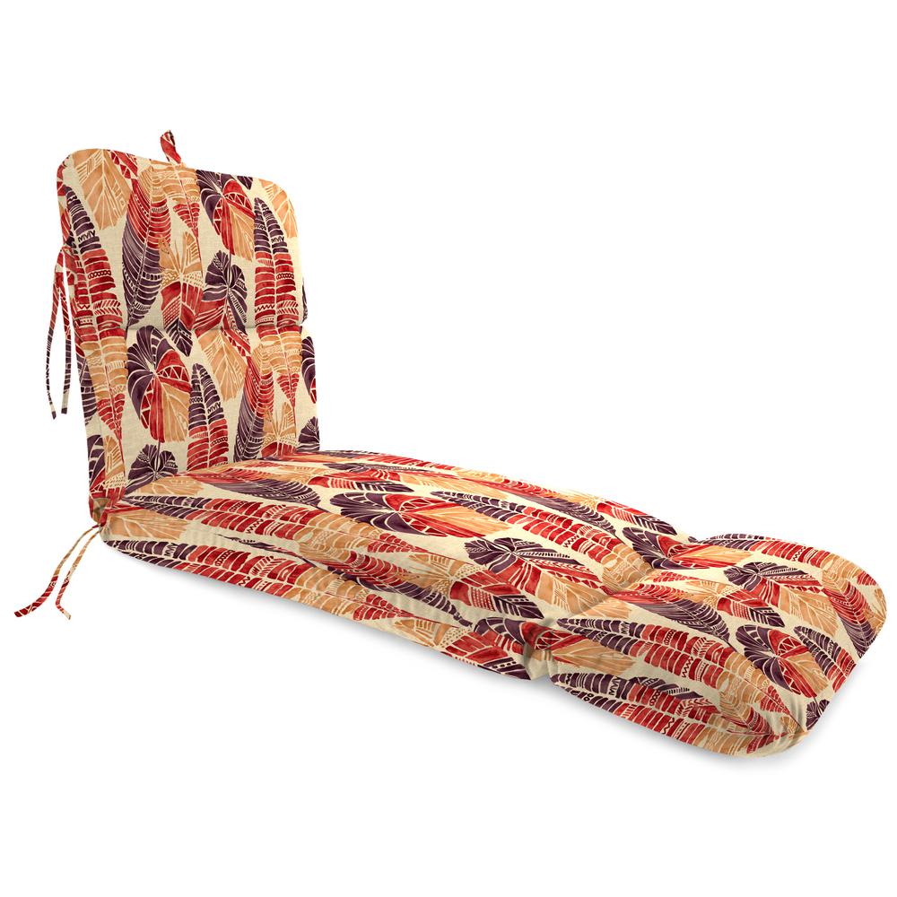 Hixon Sunset Beige Leaves Outdoor Cushion with Ties and Hanger Loop. Picture 1