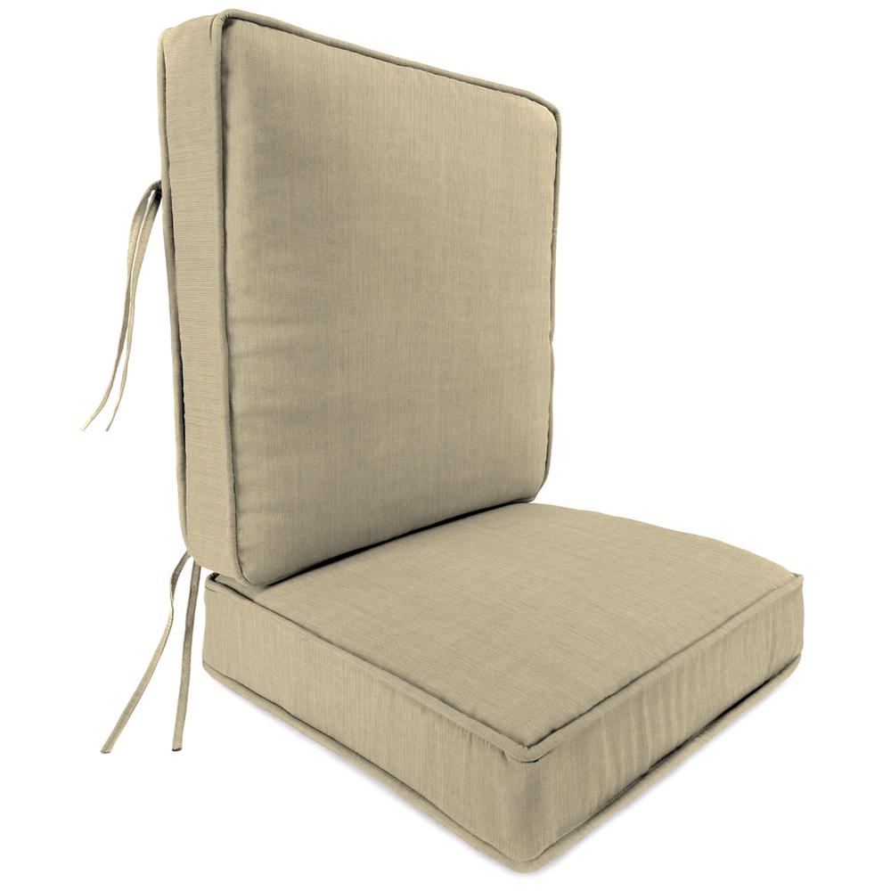 2-Piece Spectrum Sand Beige Solid Outdoor Chair Seat and Back Cushion Set. Picture 1