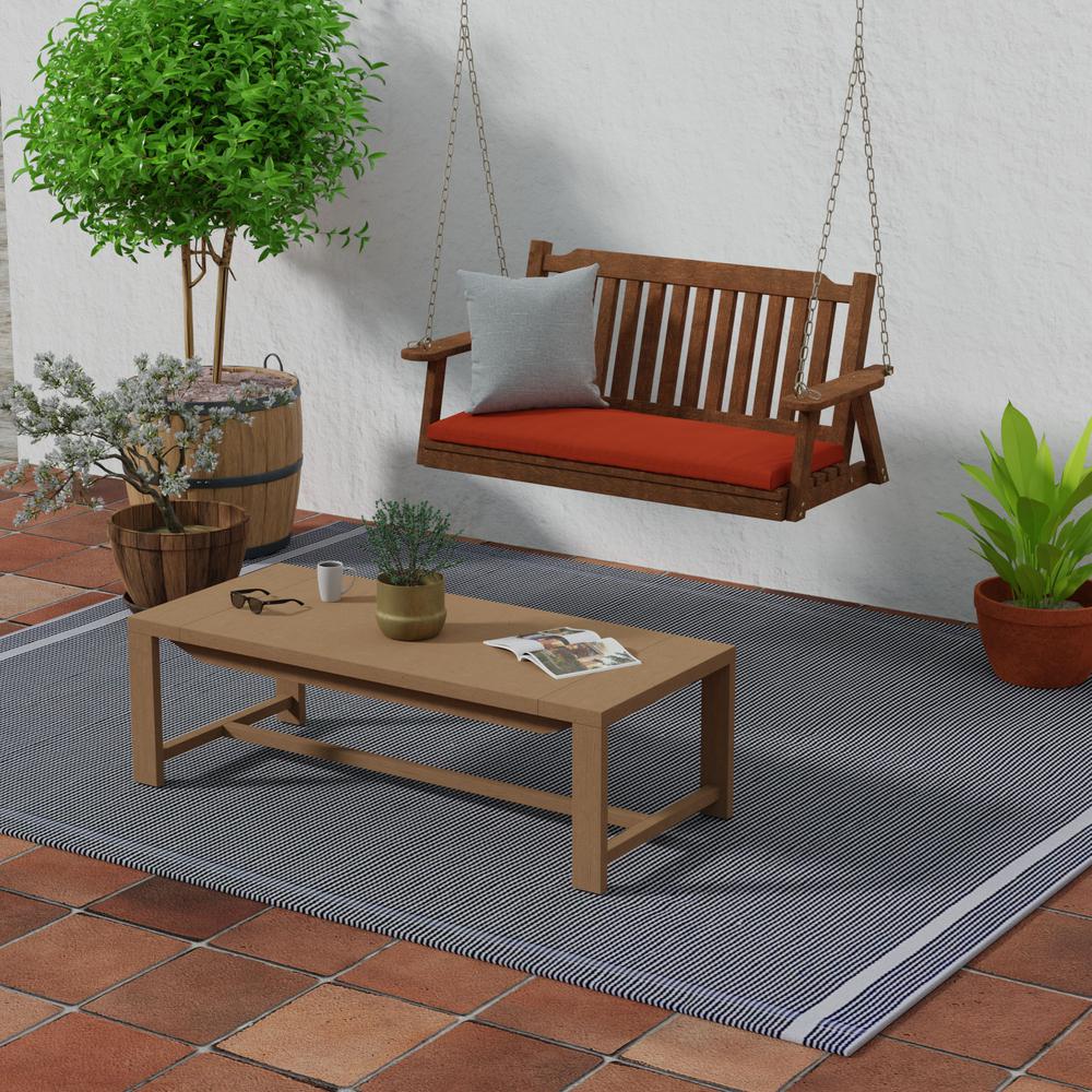 Sunbrella Canvas Terracotta Red Solid Outdoor Settee Swing Bench Cushion. Picture 3