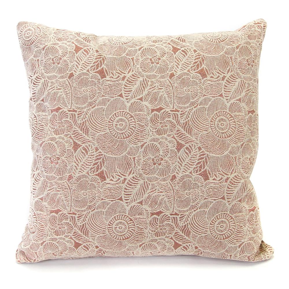 Tan and Rose Gold Floral Square Decorative Throw Pillow with Welt. Picture 1