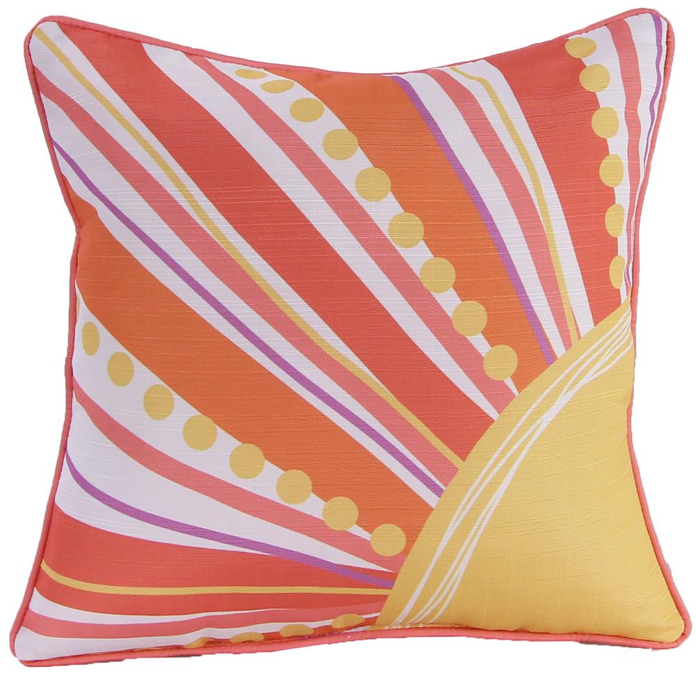 Sunset Rays Multi Abstract Square Decorative Throw Pillow with Welt. Picture 1