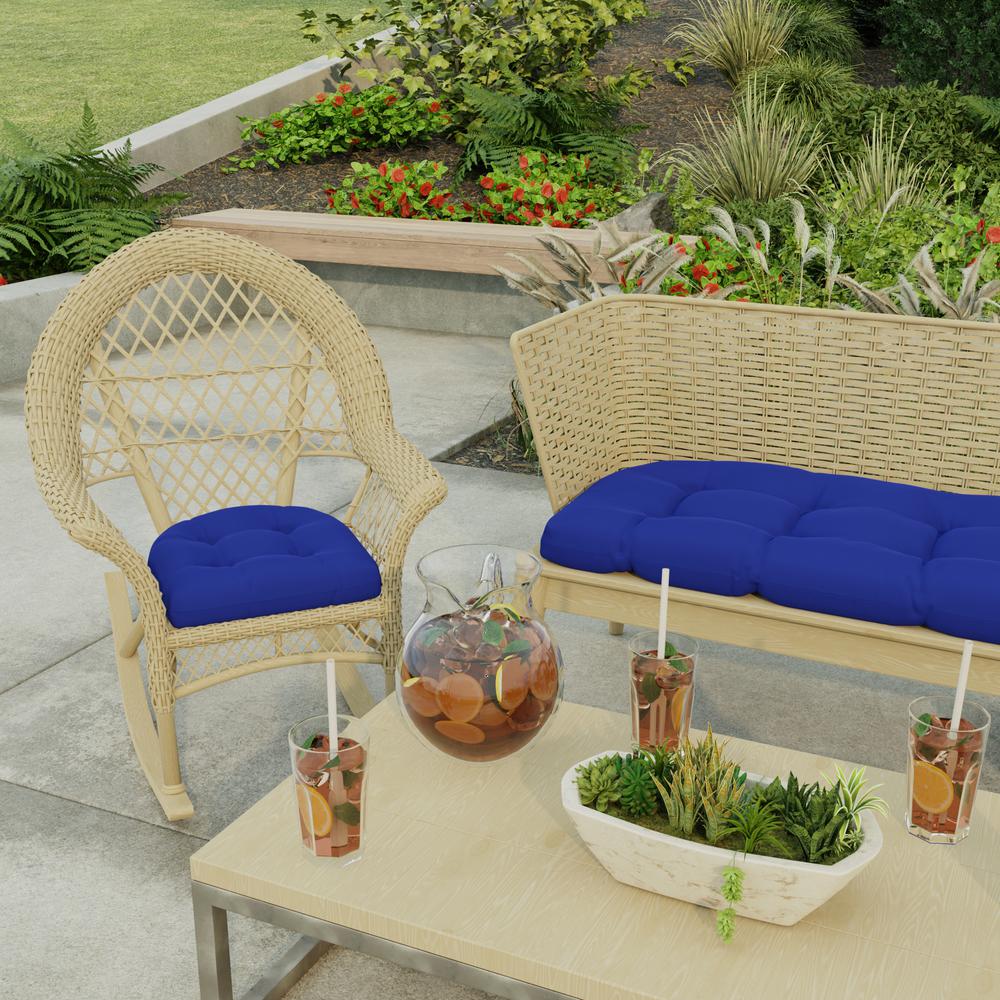 Veranda Cobalt Blue Solid Tufted Outdoor Seat Cushion (2-Pack). Picture 3