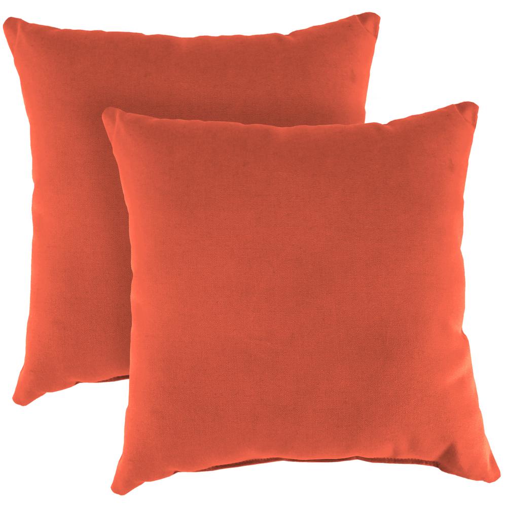 Sunbrella Melon Orange Solid Square Knife Edge Outdoor Throw Pillows (2-Pack). Picture 1