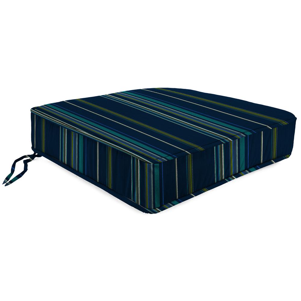 Stanton Lagoon Multi Stripe Boxed Edge Outdoor Deep Seat Cushion and Welt. Picture 1