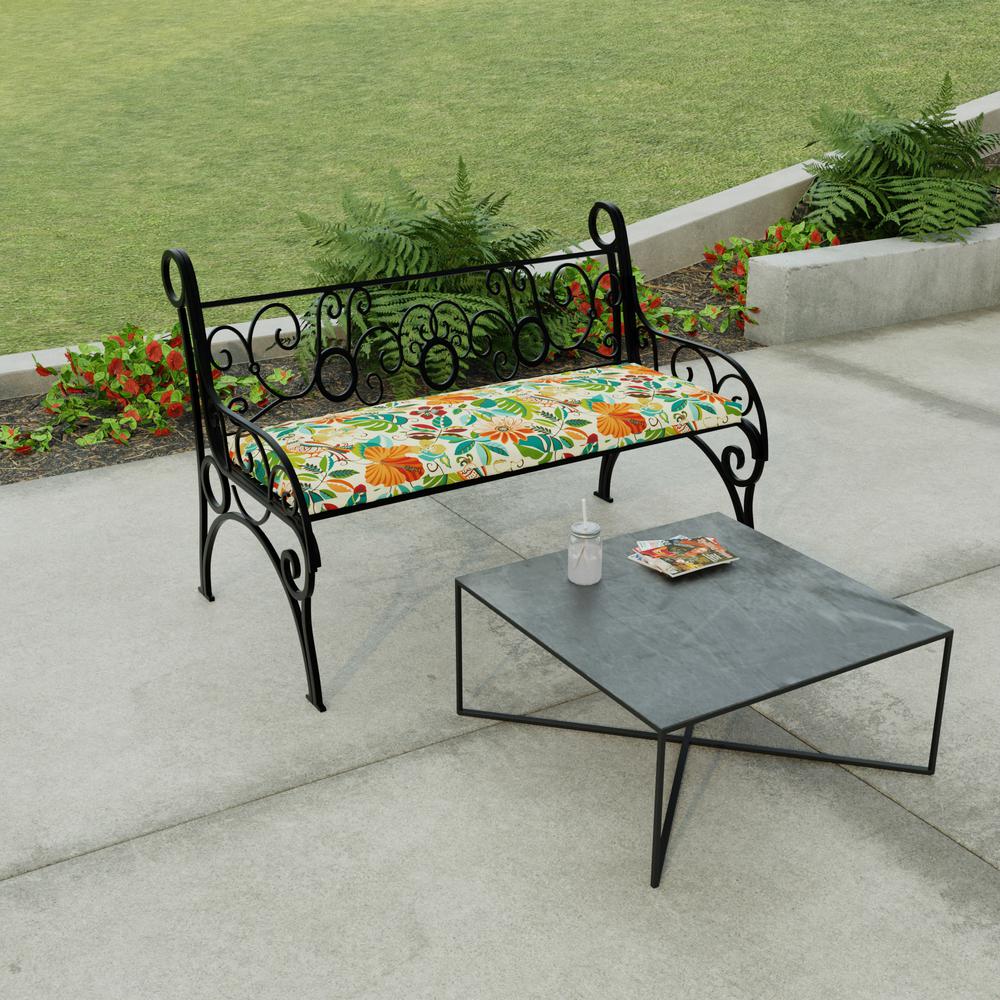 Lensing Jungle Multi Floral Outdoor Settee Swing Bench Cushion with Ties. Picture 3
