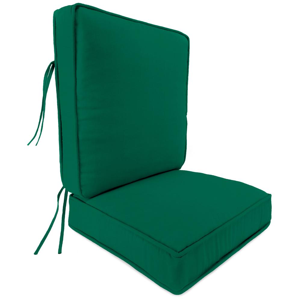 2-Piece Forest Green Solid Outdoor Chair Seat and Back Cushion Set and Welt. Picture 1