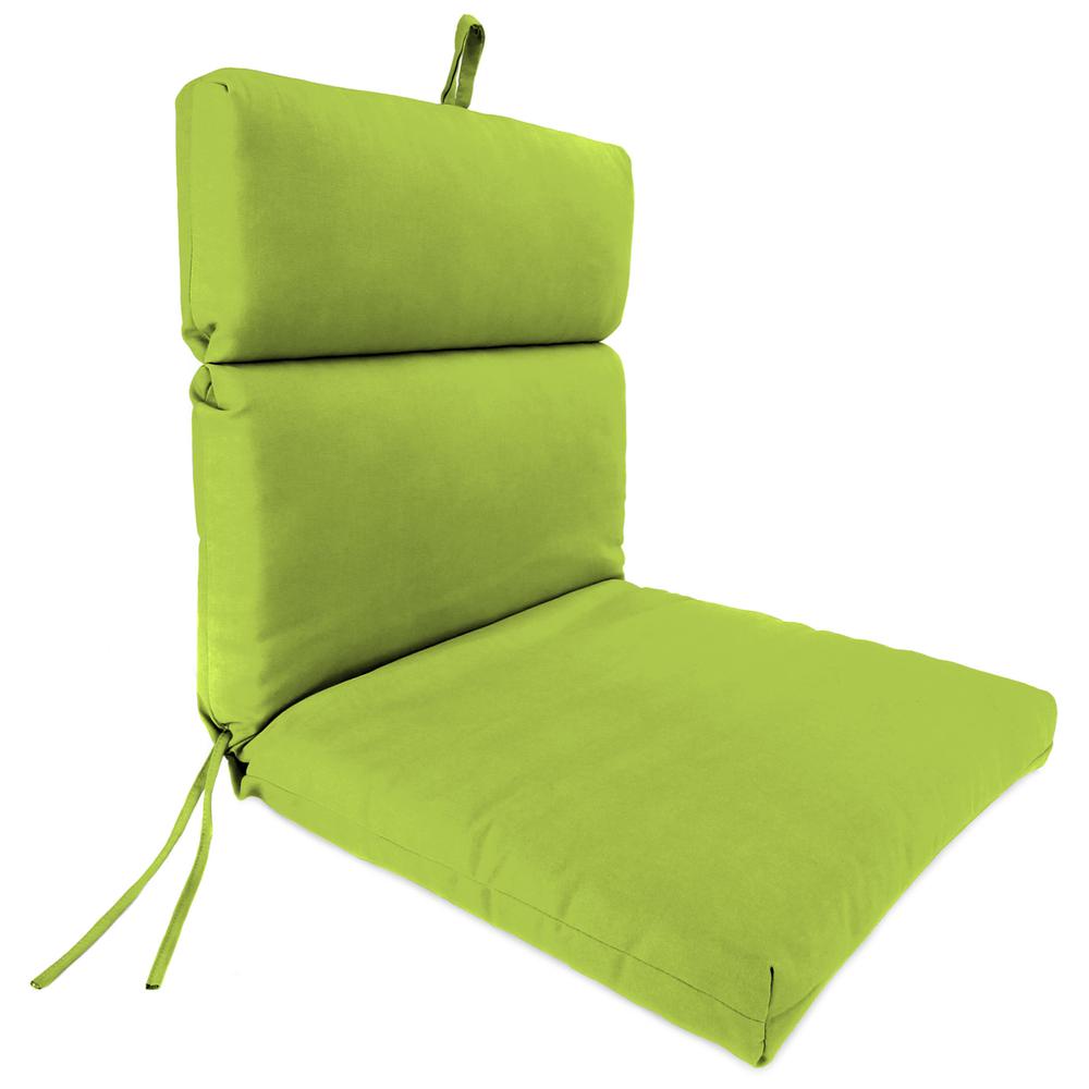 Sunbrella Canvas Macaw Green Solid French Edge Outdoor Chair Cushion with Ties. Picture 1