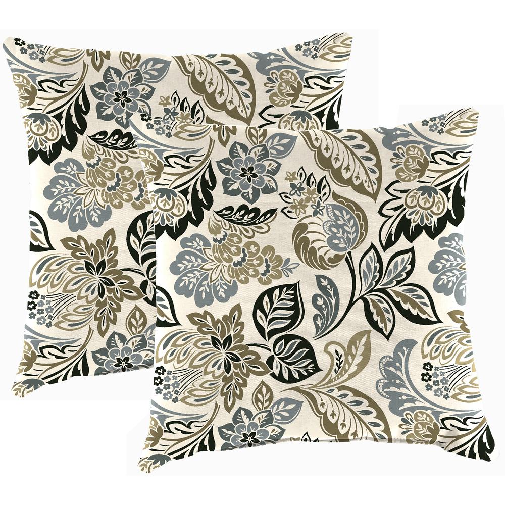 Dailey Pewter Multi Paisley Square Knife Edge Outdoor Throw Pillows (2-Pack). Picture 1