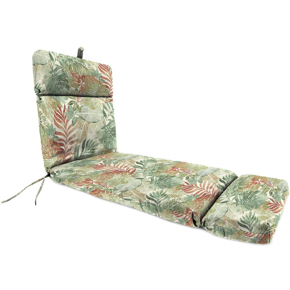 Wesley Almond Green Leaves Rectangular French Edge Outdoor Cushion with Ties. Picture 1