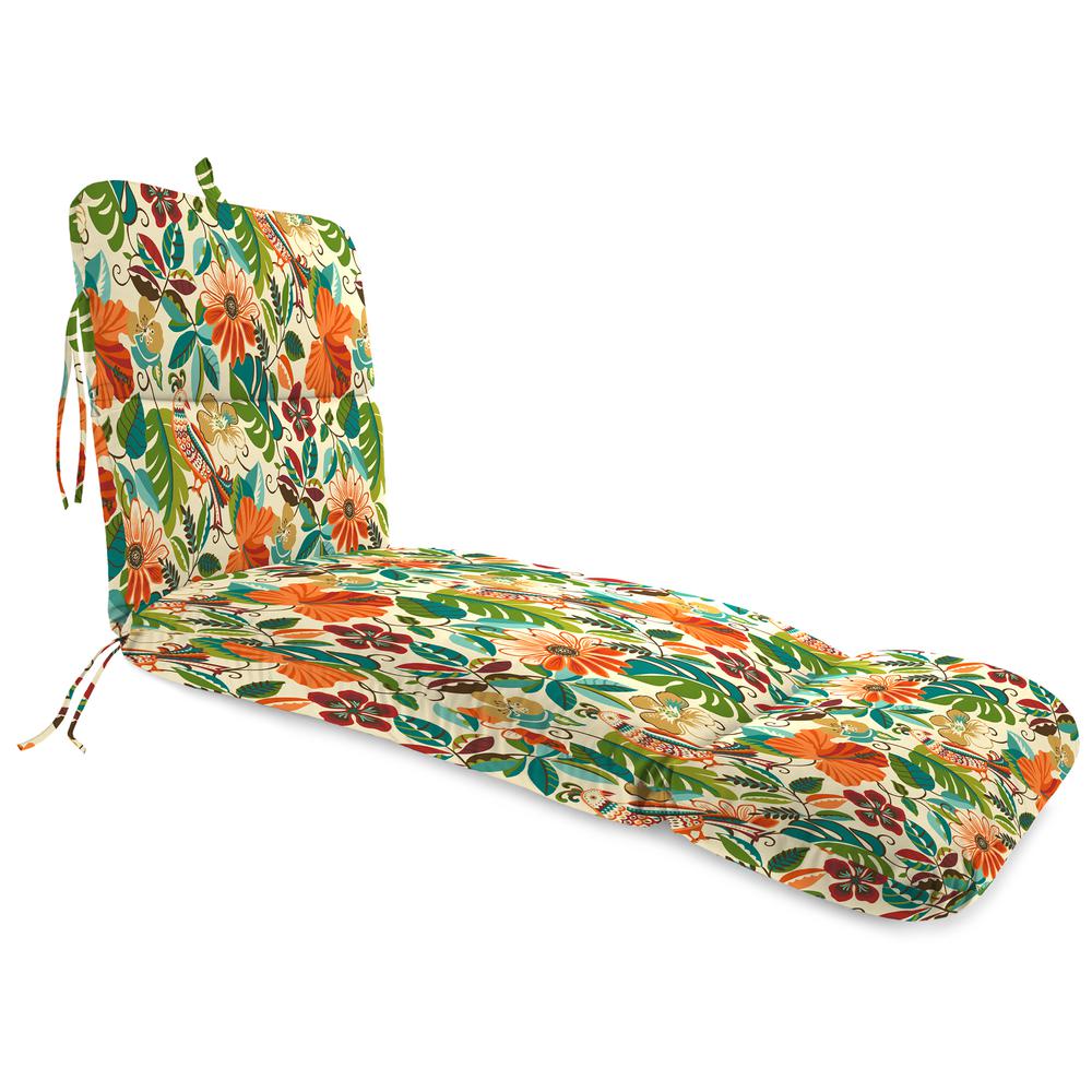 Lensing Jungle Multi Floral Outdoor Cushion with Ties and Hanger Loop. Picture 1