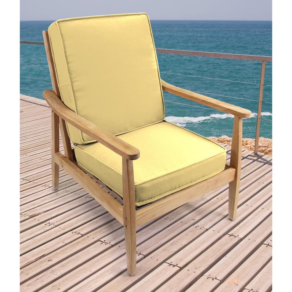 2-Piece Canvas Wheat Yellow Solid Outdoor Chair Seat and Back Cushion Set. Picture 3