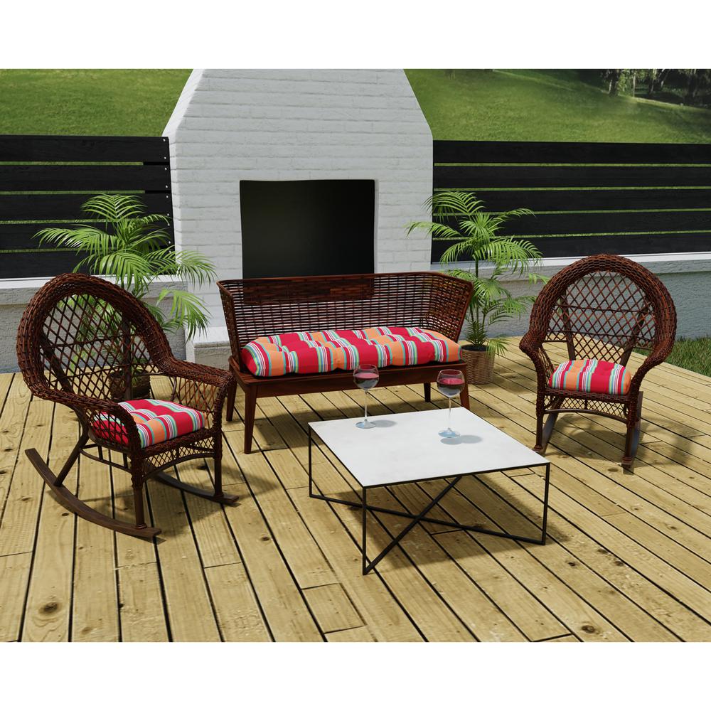 3-Piece Mulberry Red Stripe Tufted Outdoor Cushion Set. Picture 3