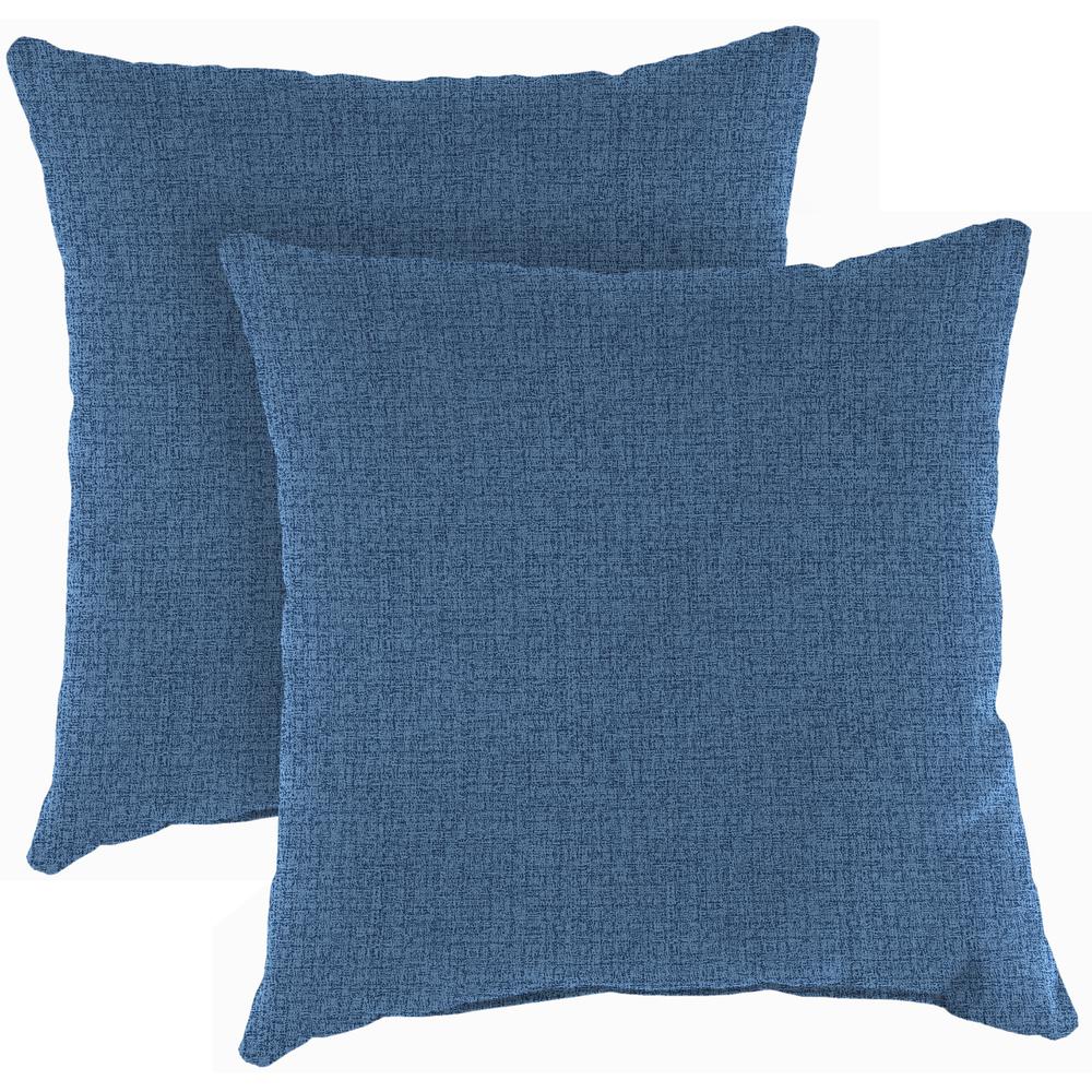 McHusk Capri Blue Solid Square Knife Edge Outdoor Throw Pillows (2-Pack). Picture 1