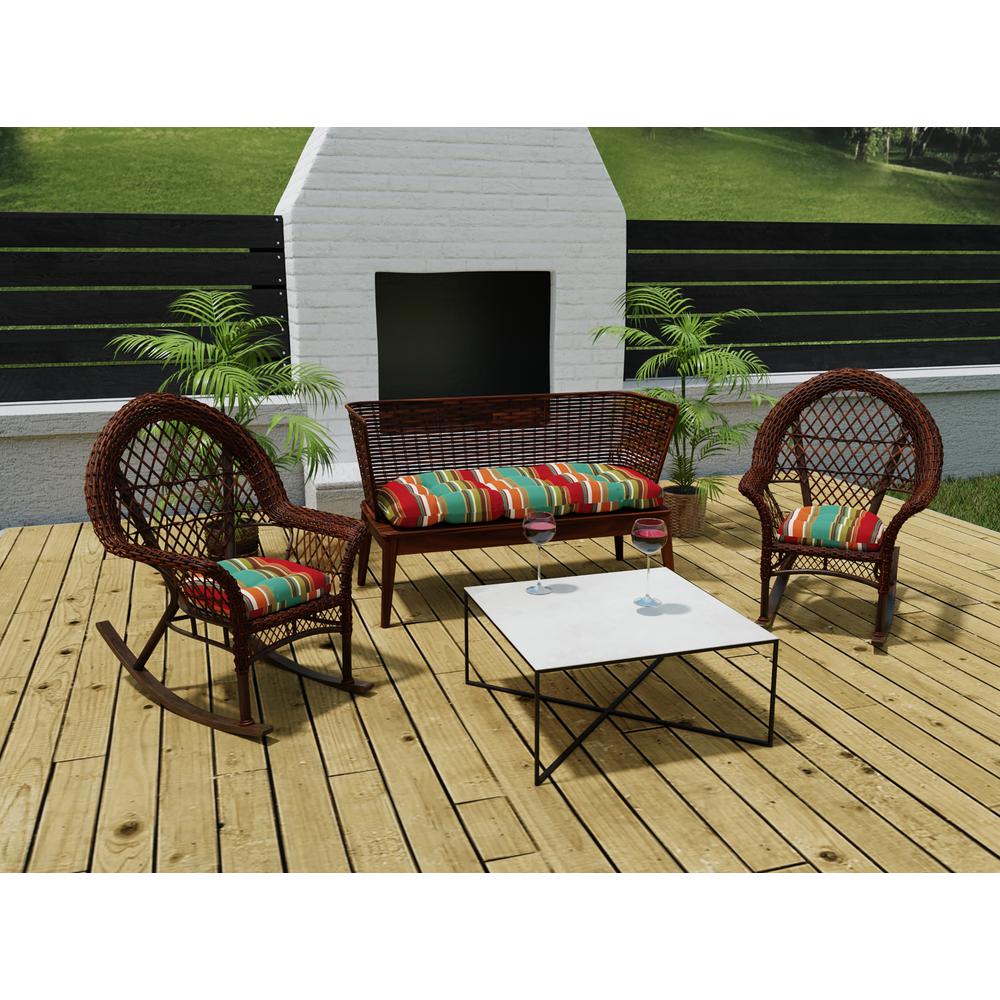 3-Piece Westport Teal Multi Stripe Tufted Outdoor Cushion Set. Picture 3