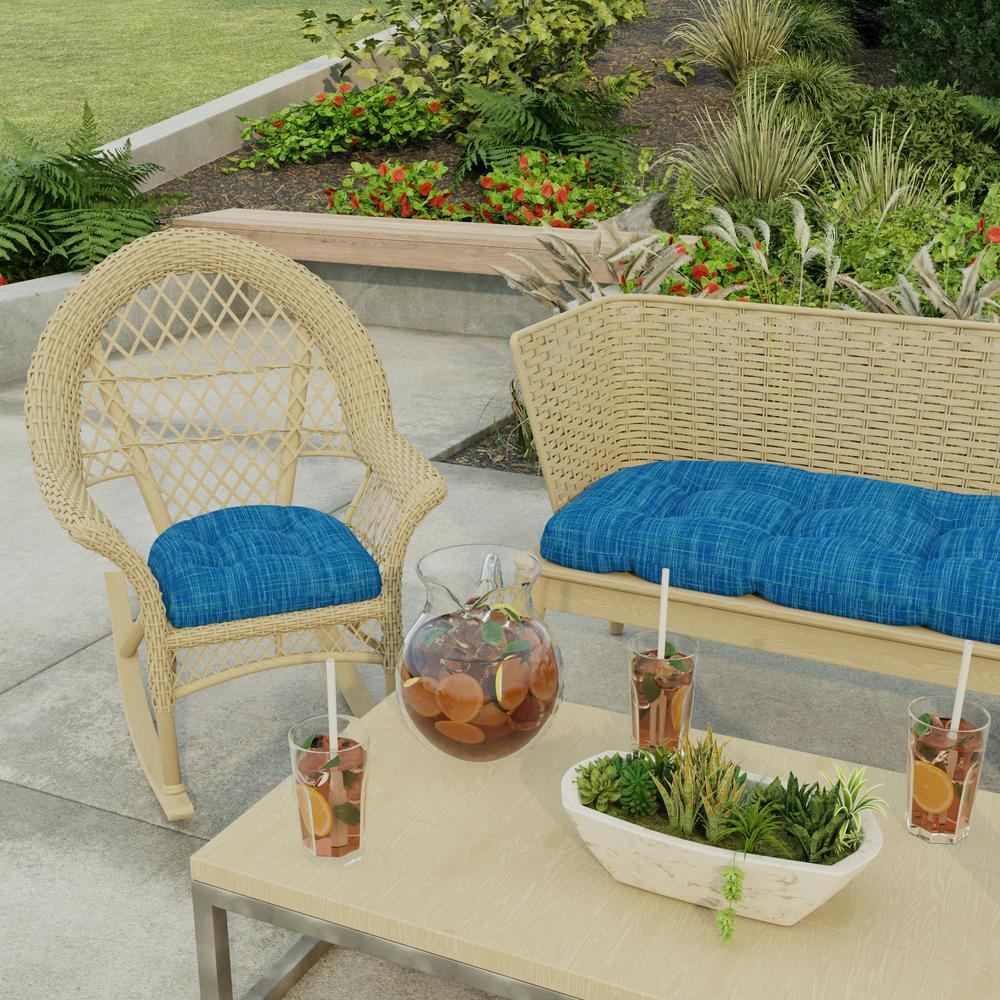 Harlow Lapis Blue Solid Tufted Outdoor Seat Cushion (2-Pack). Picture 3