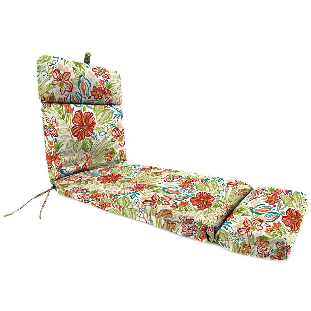 Valeda Breeze Multi Floral Rectangular French Edge Outdoor Cushion with Ties. Picture 1