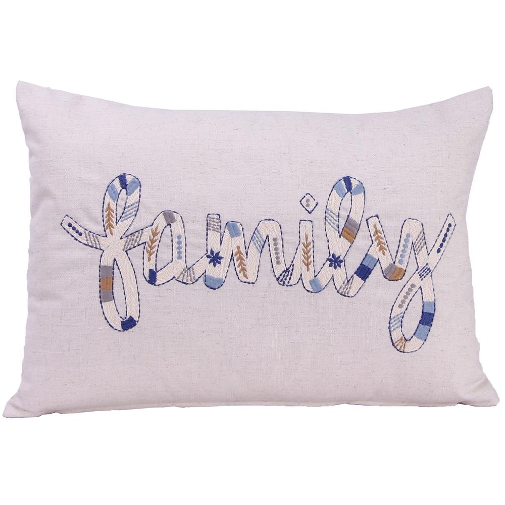 Family Multi Novelty Decorative Lumbar Throw Pillow with Embroidery Accent. Picture 1