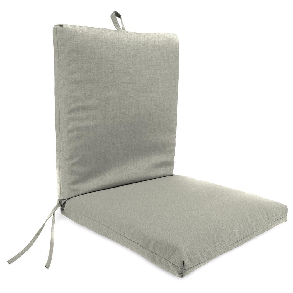 McHusk Stone Grey Solid Rectangular French Edge Outdoor Chair Cushion with Ties. Picture 1