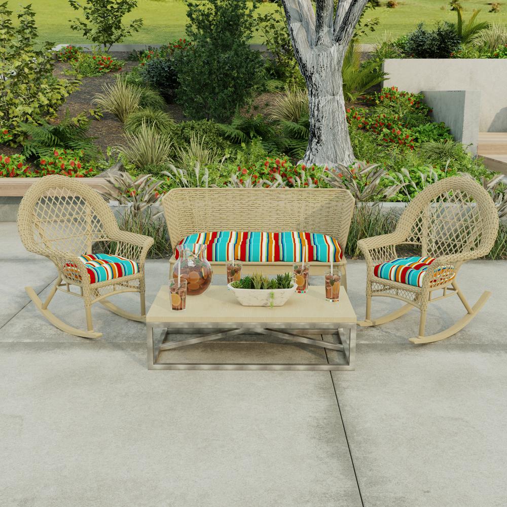 3-Piece Covert Fiesta Multi Stripe Tufted Outdoor Cushion Set. Picture 3