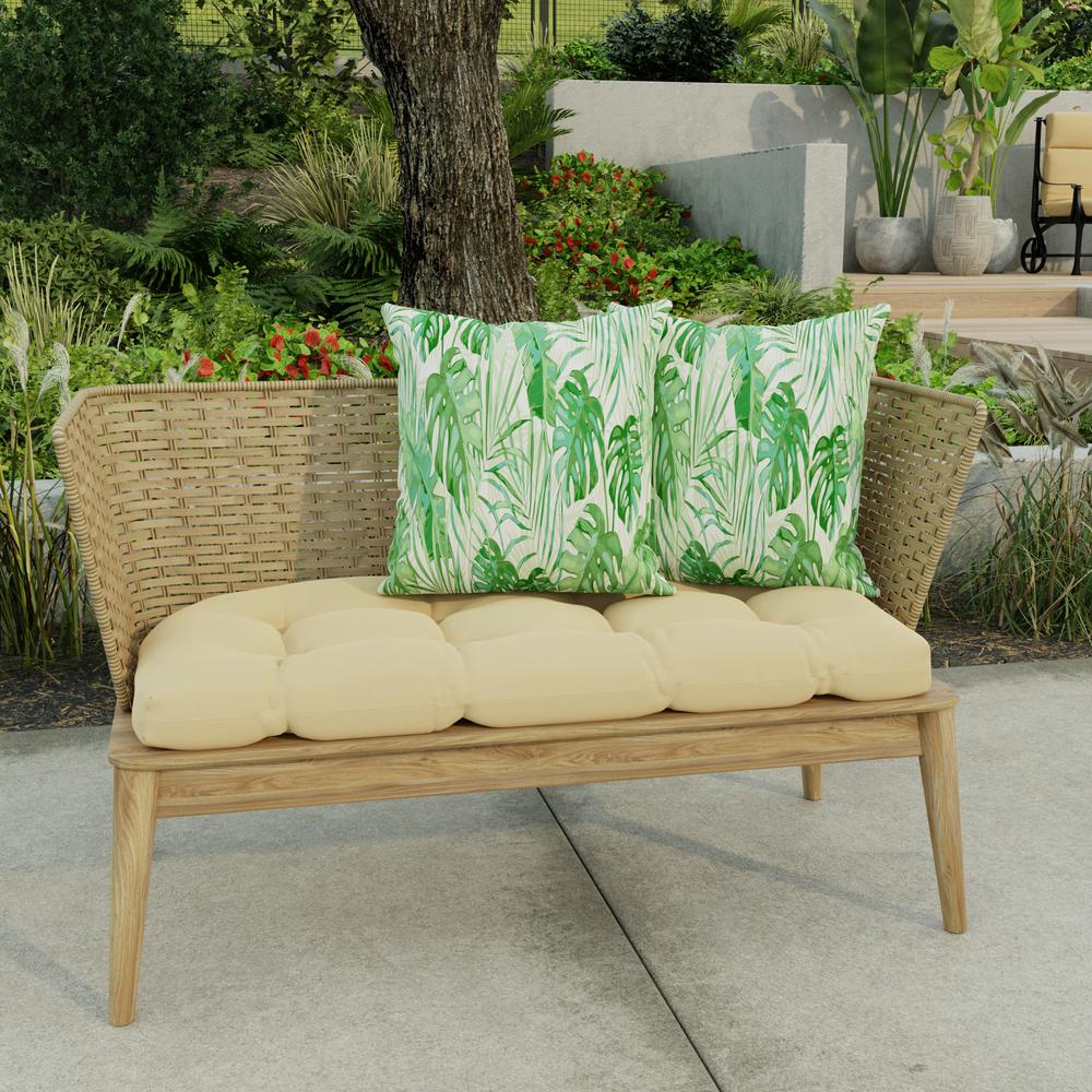 Bryann Tortoise Green Tropical Square Knife Edge Outdoor Throw Pillows (2-Pack). Picture 3
