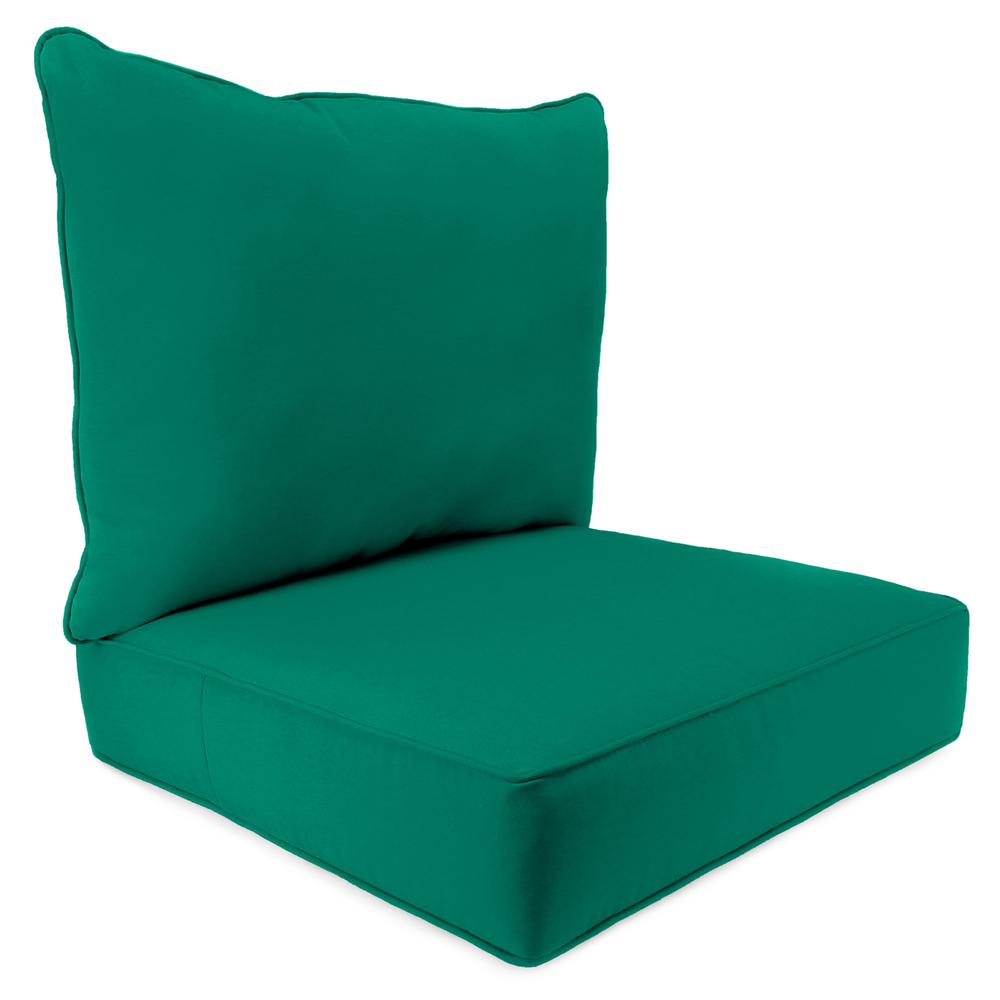 Sunbrella Canvas Teal Outdoor Chair Seat and Back Cushion Set with Welt. Picture 1