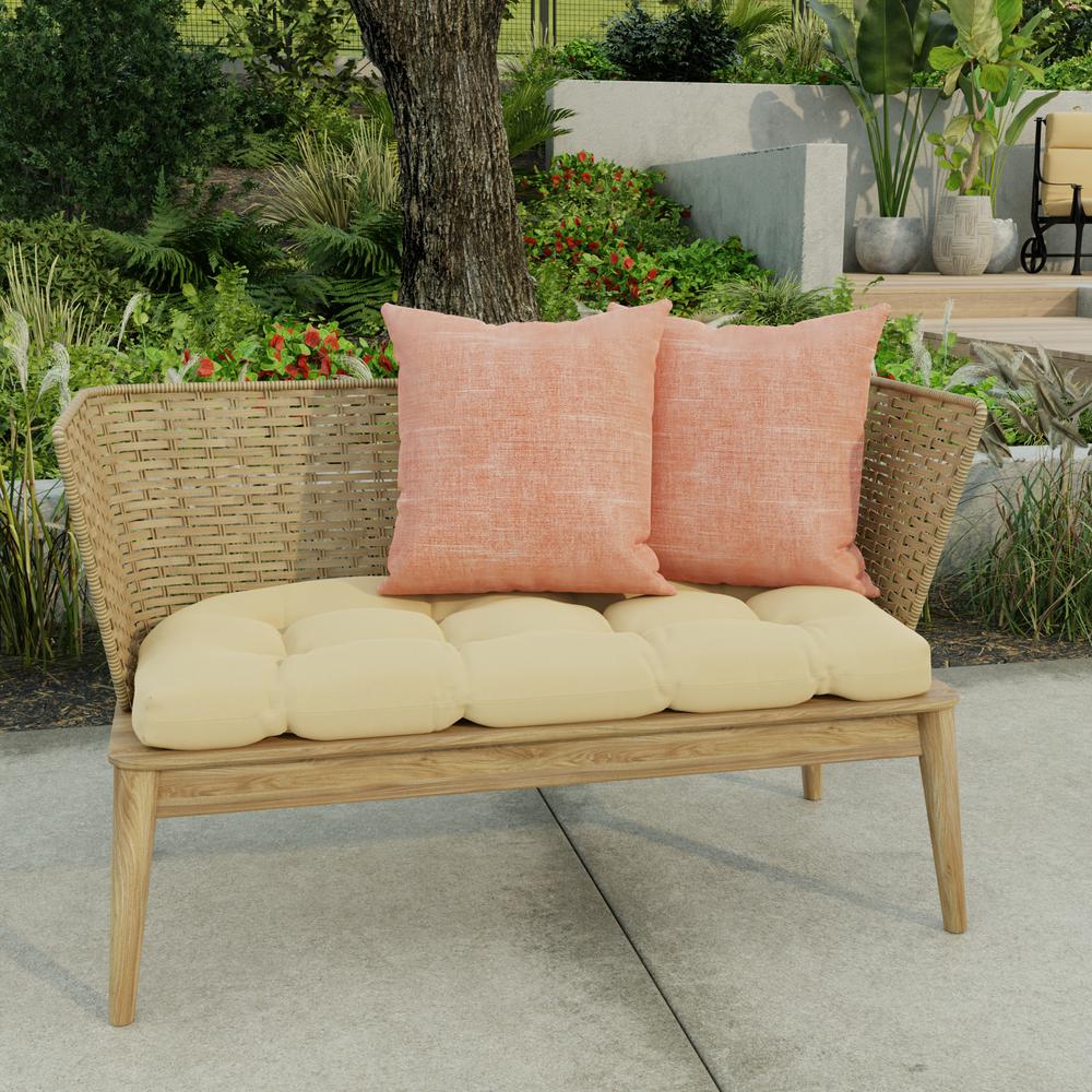 Tory Sunset Orange Solid Square Knife Edge Outdoor Throw Pillows (2-Pack). Picture 3