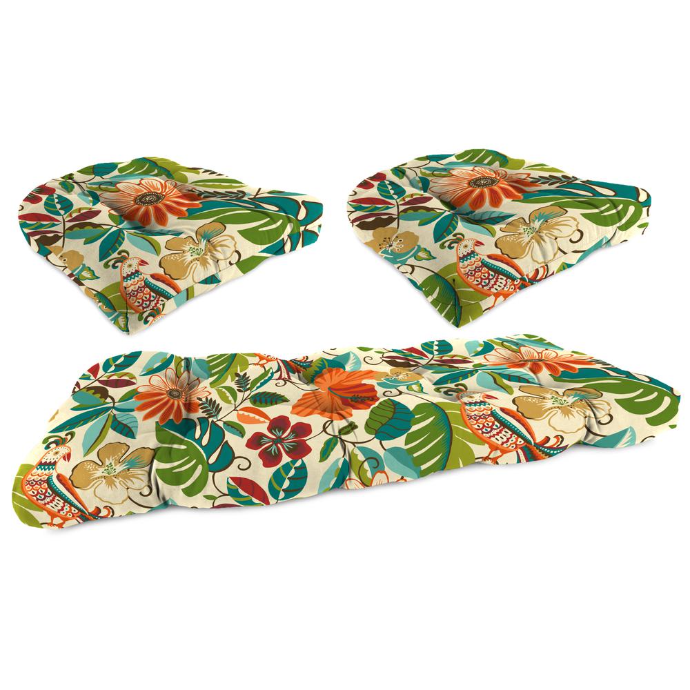3-Piece Lensing Jungle Multi Floral Tufted Outdoor Cushion Set. Picture 1