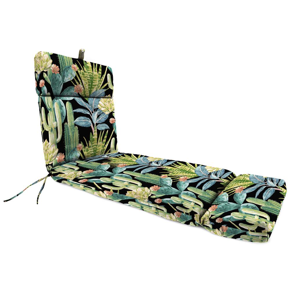 Hatteras Ebony Black Floral Rectangular French Edge Outdoor Cushion with Ties. Picture 1