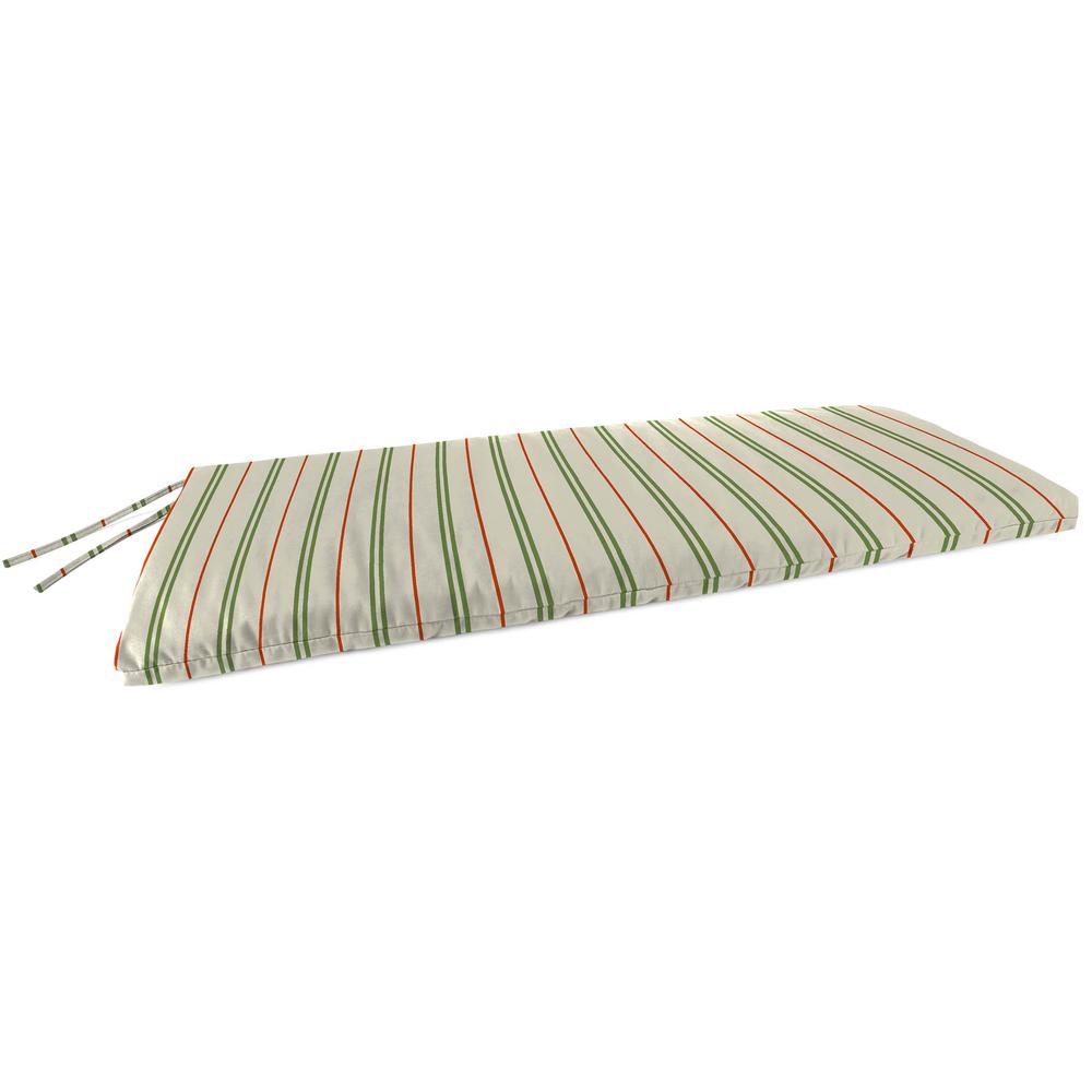 Gallan Cedar Grey Stripe Outdoor Settee Swing Bench Cushion with Ties. Picture 1