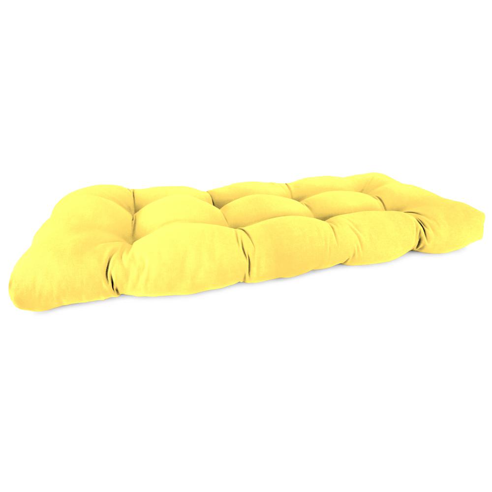 Sunray Yellow Solid Tufted Outdoor Settee Bench Cushion. Picture 1