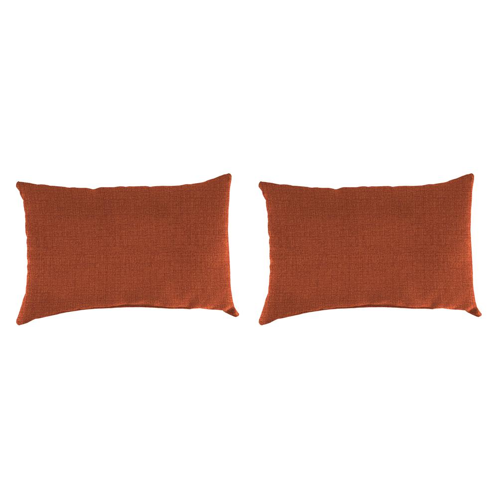 McHusk Brick Red Solid Outdoor Lumbar Throw Pillows (2-Pack). Picture 1