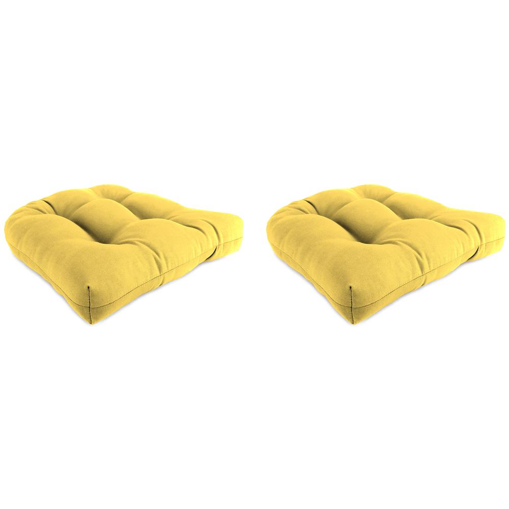 Sunray Yellow Tufted Outdoor Seat Cushion with Rounded Back Corners (2-Pack). Picture 1