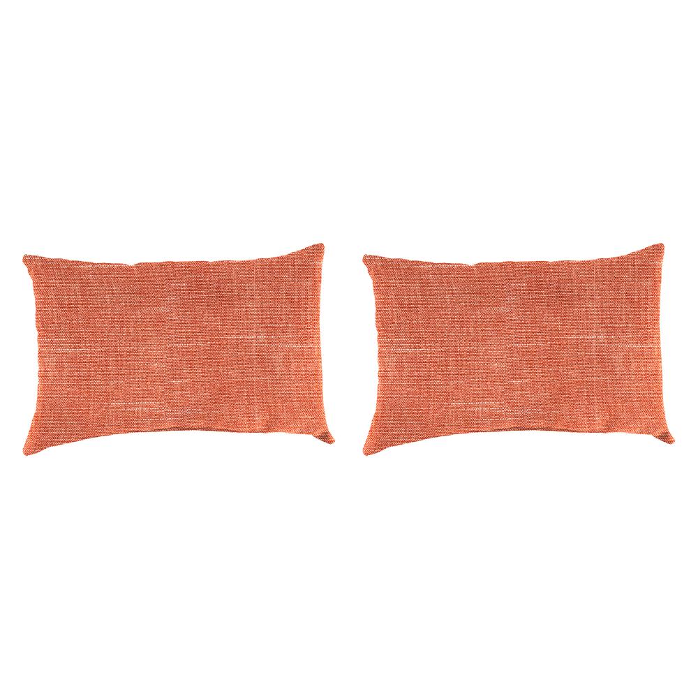 Tory Sunset Orange Solid Outdoor Lumbar Throw Pillows (2-Pack). Picture 1