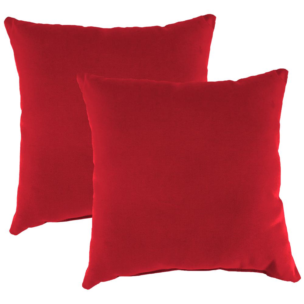 Sunbrella Jockey Red Solid Square Knife Edge Outdoor Throw Pillows (2-Pack). Picture 1