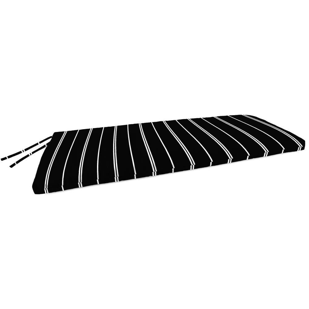 Pursuit Shadow Black Stripe Outdoor Settee Swing Bench Cushion with Ties. Picture 1
