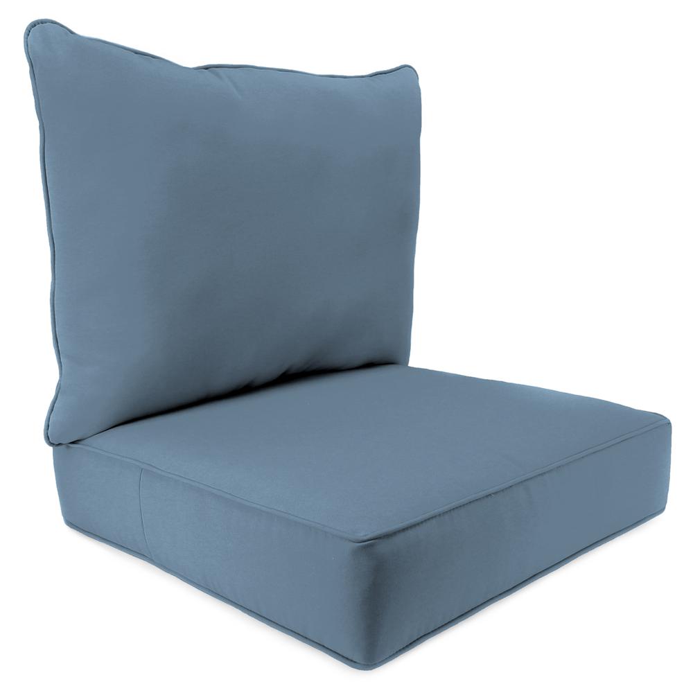 Sunbrella Spectrum Denim Blue Outdoor Chair Seat and Back Cushion Set with Welt. Picture 1
