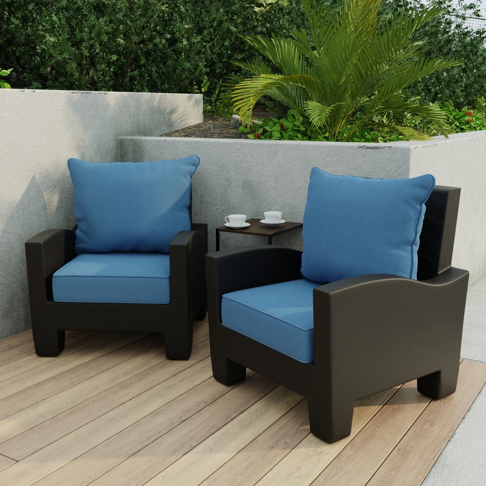 McHusk Capri Blue Outdoor Deep Seating Chair Seat and Back Cushion Set with Welt. Picture 3