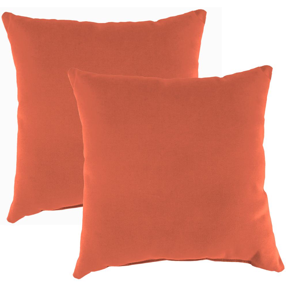 Sunbrella Brick Red Solid Square Knife Edge Outdoor Throw Pillows (2-Pack). Picture 1