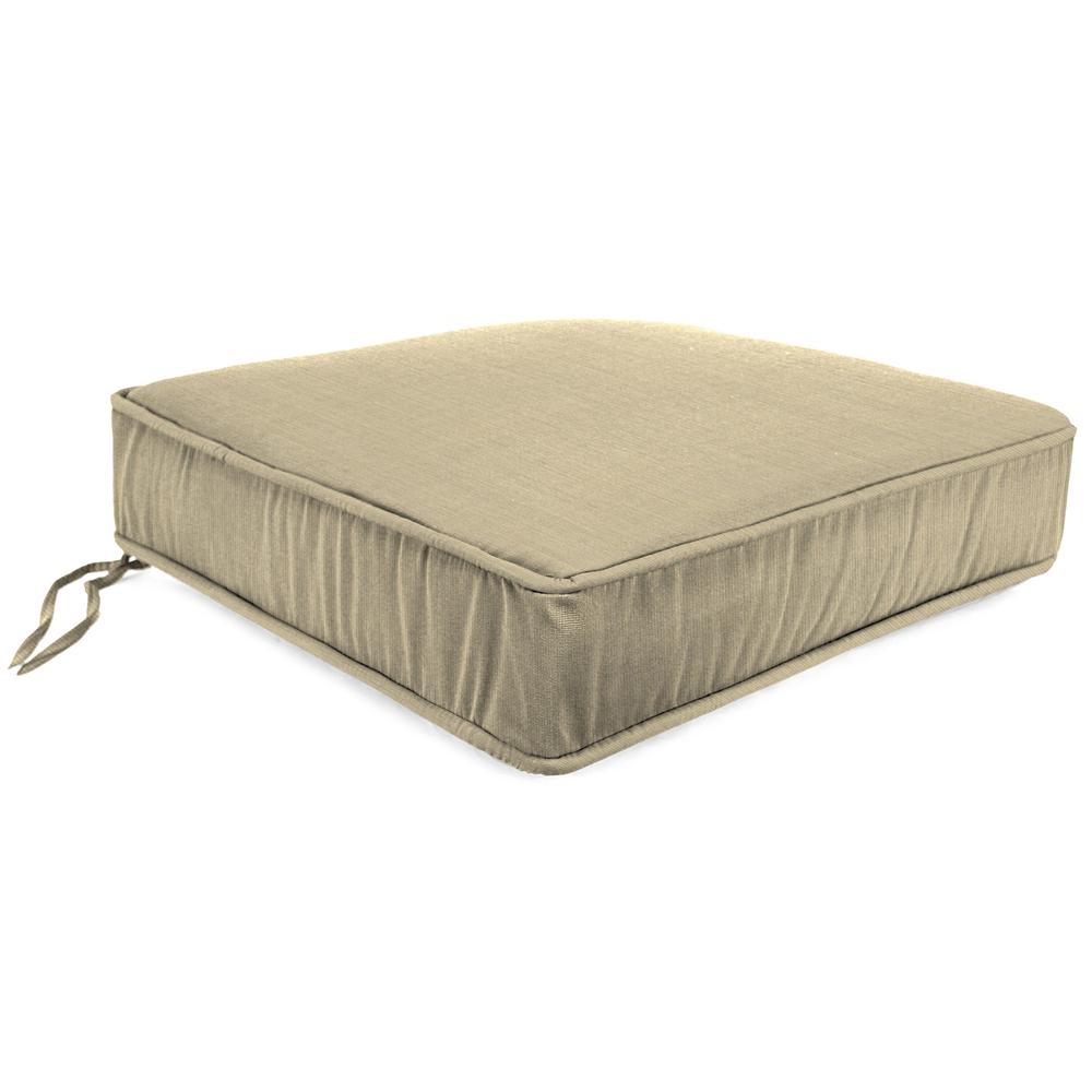 Spectrum Sand Beige Solid Boxed Edge Outdoor Deep Seat Cushion and Welt. Picture 1