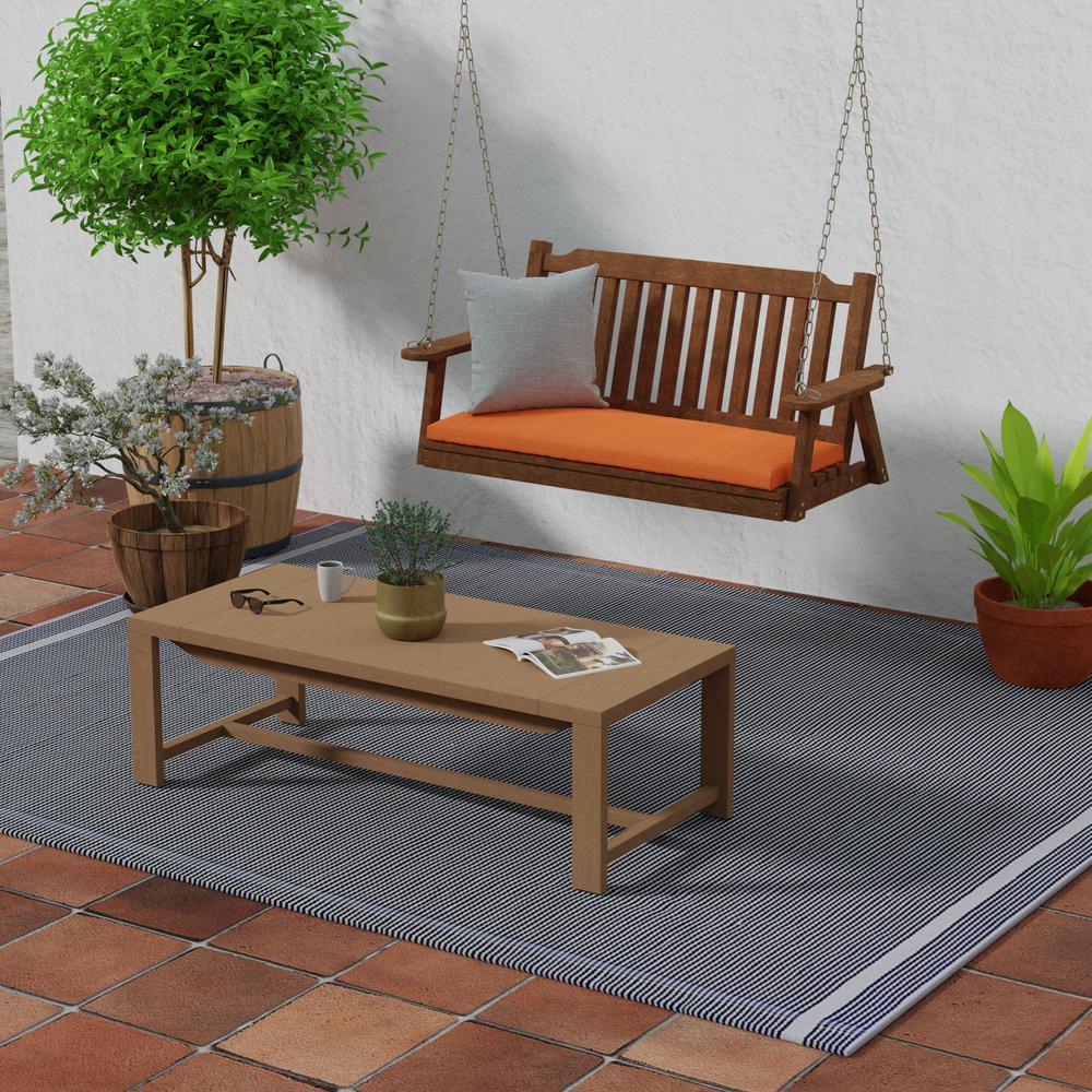 Sunbrella Canvas Tuscan Orange Solid Outdoor Settee Swing Bench Cushion. Picture 3