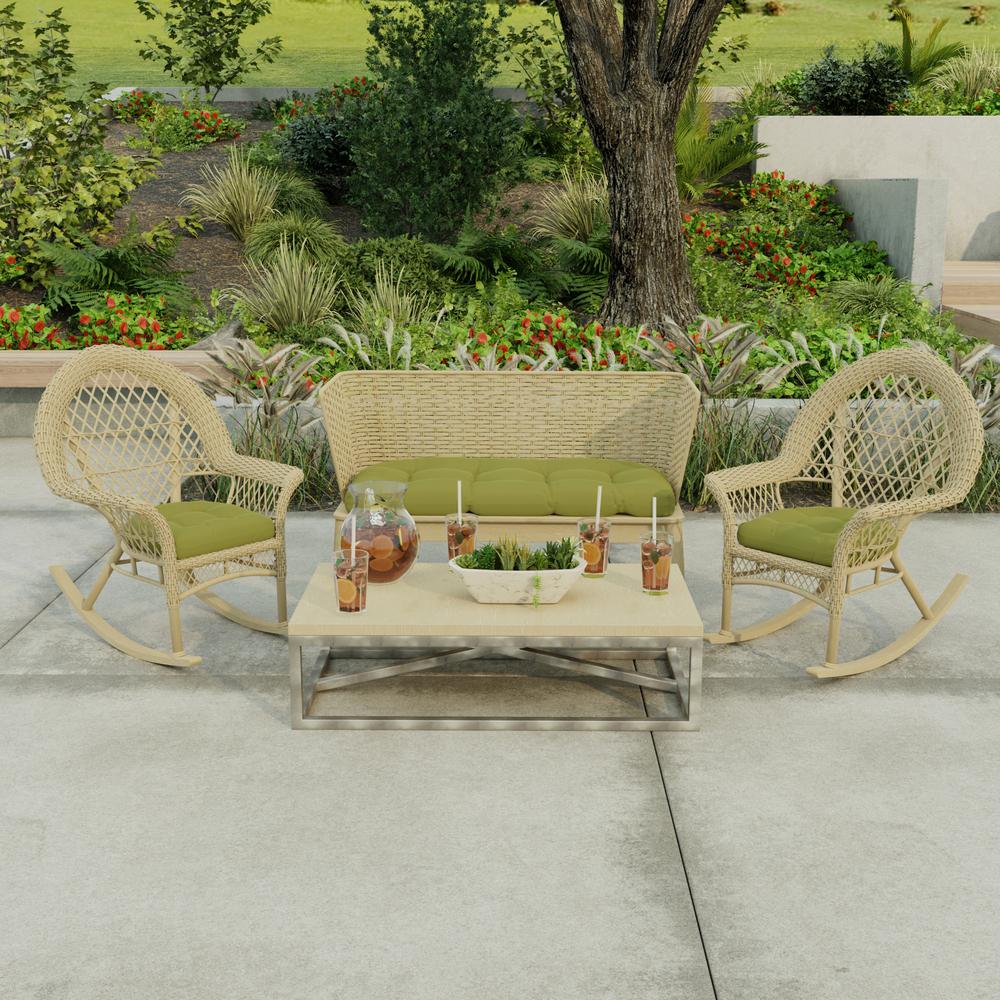 3-Piece Veranda Kiwi Green Solid Tufted Outdoor Cushion Set. Picture 3